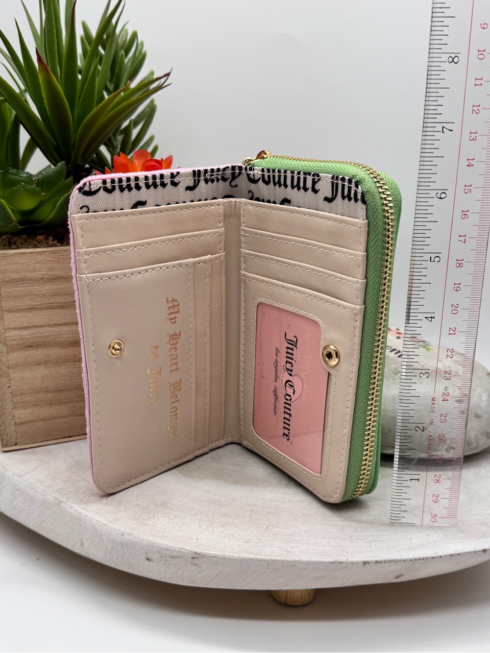 Juicy Couture Juicy In Bloom Cherry Blossom Zip Around Bifold Wallet Velour NWOT - Picture 6 of 12